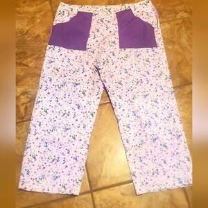 Floral Pants with Purple Pockets By New Frontier Womens Sz 16